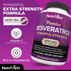 Resveratrol antioxidant supplement for boosting energy, immunity & anti-aging